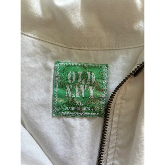 Old Navy Womens XL Utility Jacket Ivory Linen Blend Multiple Pockets - Picture 3 of 10